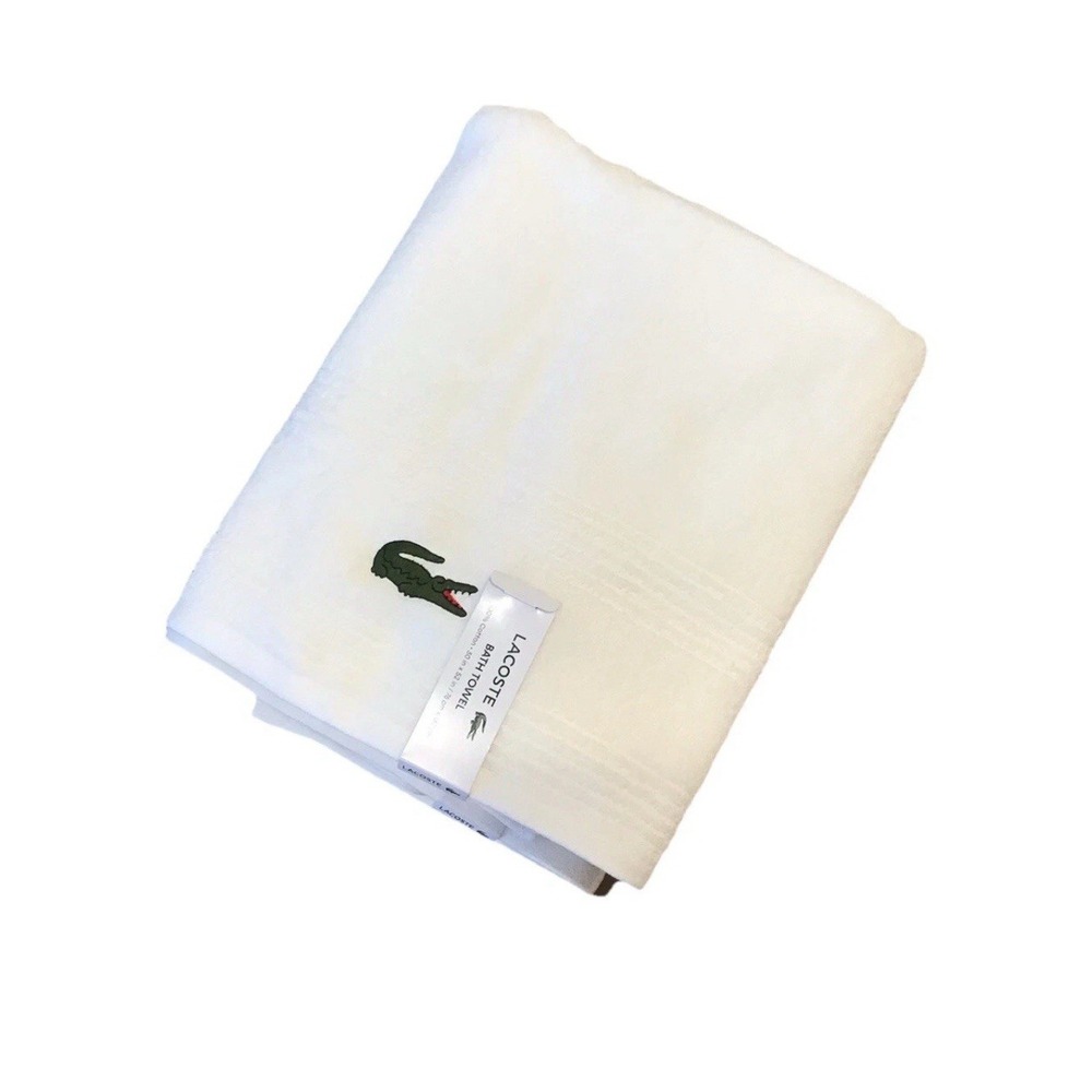 NWT - Lacoste Bath Towel 100%‎ Cotton 30"x52" White Crocodile Logo